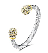 UNY JEWEL Jewelry Make a Statement with Our Two Tone Twisted Cable Wire Ball Weave Cuff Bangle Ma...