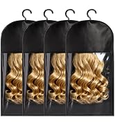 obeoby Wig Storage Bags with Hanger, 4Pcs Hair Extension Holder for Multiple Cosplay Wigs Home Tr...