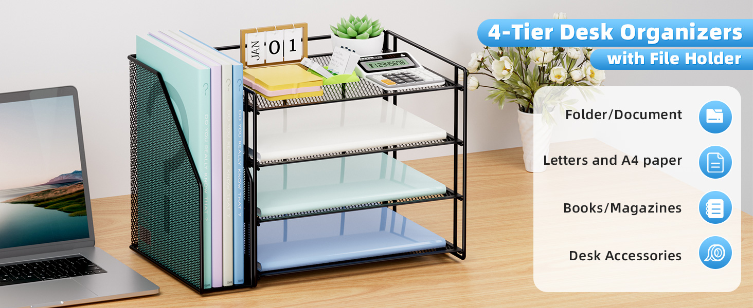 4-Tier Desk Organizer with File Holder