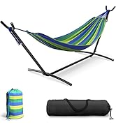 Sorbus 2-Person Hammock with Stand – 60" Cotton Blend Bed, Heavy Duty 450lbs Capacity, Portable w...