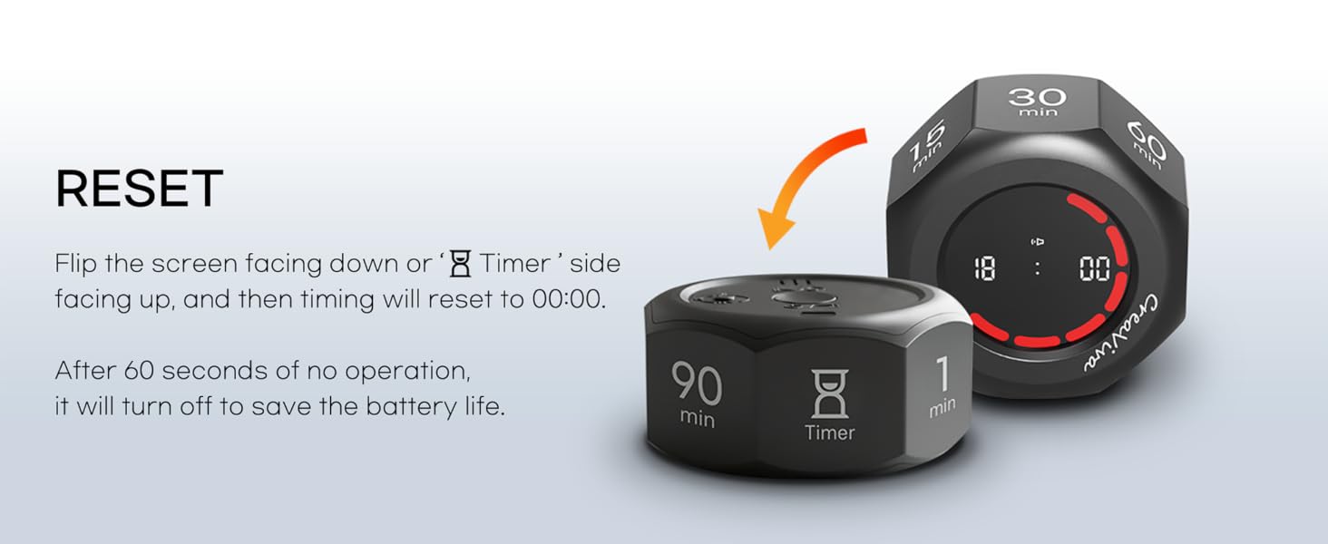 Creaviva digital visual pomodoro cube timer resume reset stopwatch