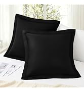 KKJIAF Black 26x26 Euro Pillow Covers Set of 2, Soft & Cozy Cotton Euro Pillow Shams, Wrinkle Res...