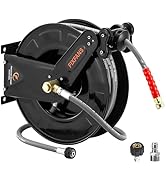 FIXFANS Pressure Washer Hose Reel With Hose for Hot and Cold Water, 3/8