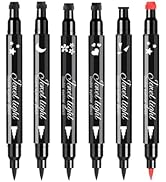 Pinkiou 6 Pcs Eyeliner Stamp Set,Double-Ended Winged Eyeliner Pen with Black&Red Heart,Star,Plum,...