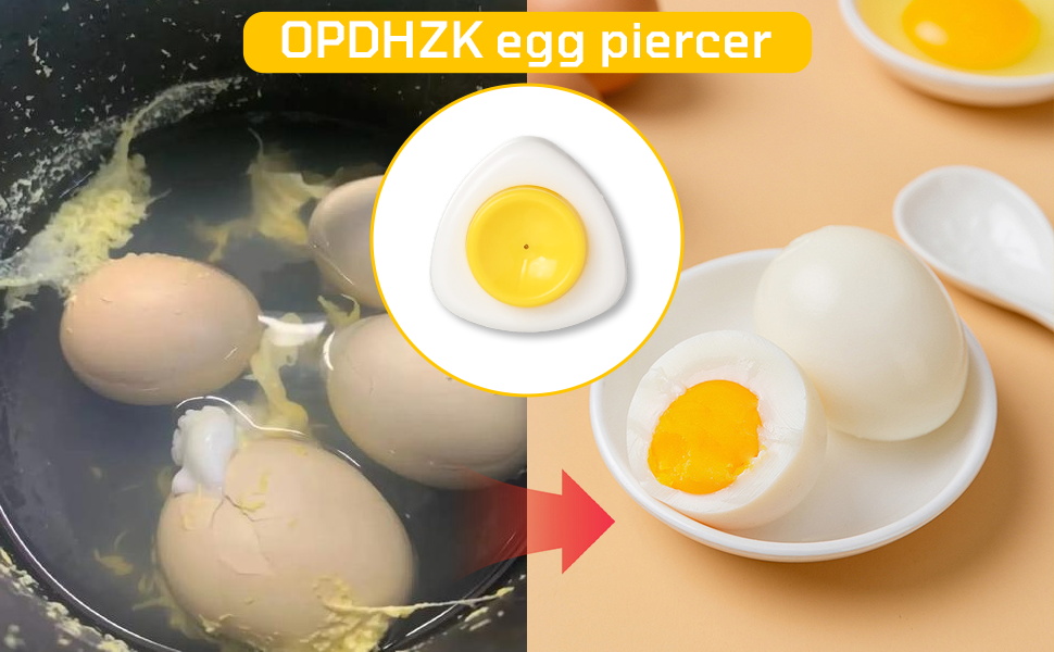 OPDHZK Egg Piercer results in boiled eggs that are less likely to crack and easier to peel.