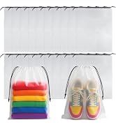 ROOKEA 20 Pcs Clear Shoe Bags for Travel Storage, 11.8"x15.7" Shoe Bag Bulk | Drawstring Large Sh...