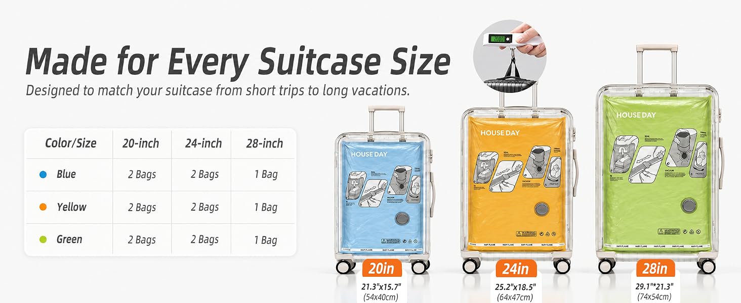 Made for Every Suitcase Size Designed to match your suitcase from short trips to long vacations.