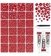 BlissVeritura 32000Pcs Red Jelly Rhinestones for Bedazzling Kit,Mix Sizes Red Resin Flatback Gems...