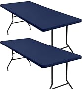 homing 2 Pack 6 Foot Rectangle Elastic Fitted Tablecloth, Waterproof Fabric Table Cover, Washable...