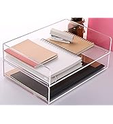 SANRUI Acrylic Stackable Letter Tray Desk Organizer Clear Paper Tray 2-Pack