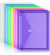 Sooez 12 Pack Plastic Envelopes File Folders, Plastic Folders with Safe Closure, Colored Folder f...