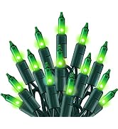 TW SHINE Green Christmas Lights, 18.5FT 100 Count Incandescent Halloween Lights, Waterproof St. P...