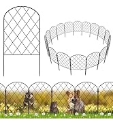20 Pack No Dig Decorative Garden Fence, 17" H x 21ft Total, Rustproof Metal Animal Barrier Fence ...