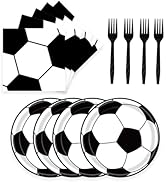 KFJBPB 72 Pcs Soccer Paper Plates and Napkins Party Supplies, Soccer Birthday Party Decorations D...