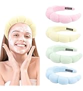 Canitor 4 PCS Spa Headband for Washing Face, Facial Skincare, Terry Cloth Sponge Makeup, Puffy Fa...