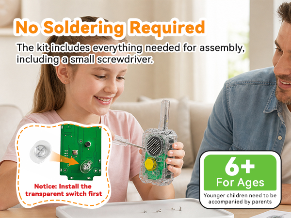 walkie-talkies for kids building fm radio kid stem walkie talkie toys for ages 8-13 DIY kit for kids