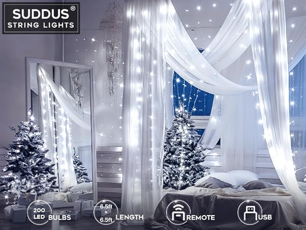 Christmas white curtain light