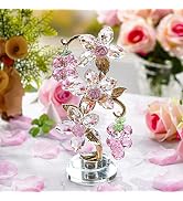 H&D HYALINE & DORA Crystal Pink Grape Decor with Rotating Base Collectible Figurines Ornaments Di...