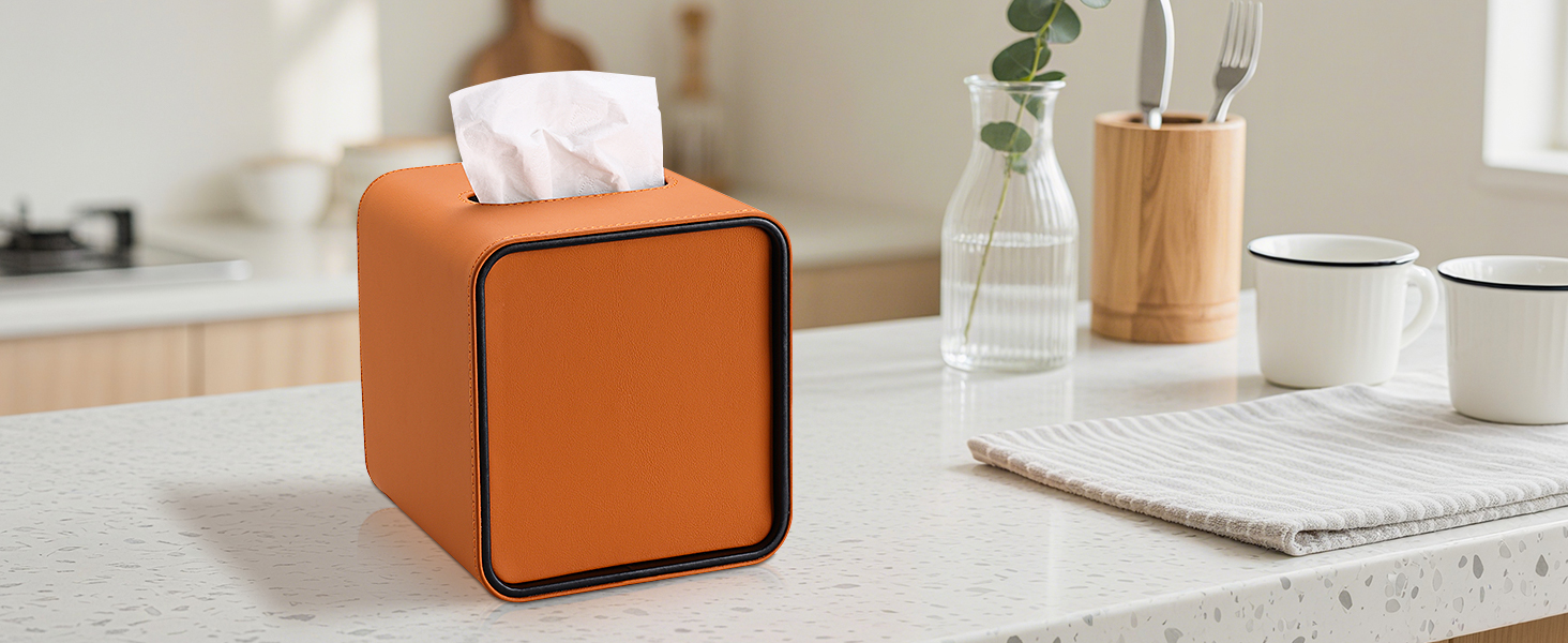 square tissue box cover orange