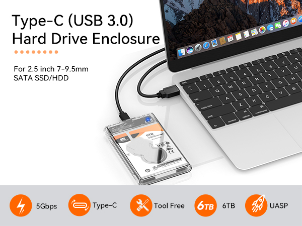 Usb 3.0 C to 2.5 inch 2.5” sata hdd ssd external hard drive disk enclosure docking station