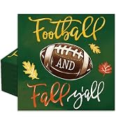 JarThenaAMCS 50 Pcs Fall Paper Napkins Green Football Leaves Disposable Luncheon Napkins Autumn D...