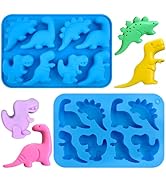 JOERSH 2Pcs Dinosaur Silicone Candy Molds Gummy Dinosaur Molds 8-Cavity Shaped with T-rex, Stegos...