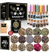 Witchcraft Supplies Kit for Witch Altar 54PCS - Spell Candles for Witches - Crystals Spell Jars f...