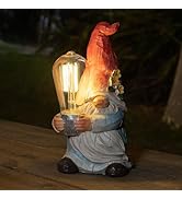 shumi Garden Gnomes Solar Outdoor Figurine Lights,Solar Garden Decorations Gnome Figurine for Pat...