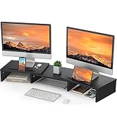 LORYERGO Dual Monitor Stand for 2 monitors, Monitor Stand for Desk, Monitor Riser with Storage, C...