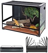 REPTI ZOO Collapsible 60 Gallon 36" Wide Reptile Tank, Tempered Glass Large Reptile Terrarium 36"...