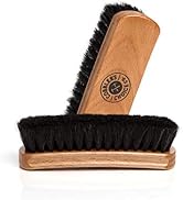 Premium Shoe Brush - Horsehair Shoe Brush - Concaved Handle for Premium Grip, Tan