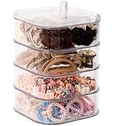FABROK 4-Layer Girls Hair Tie Organizer, Rotating Hair Accessories Storage Holder for Vanity and ...