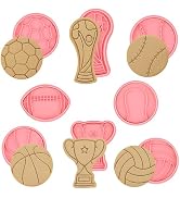 HUAKENER 8 Pcs Ball Shape Cookie Cutters Set, 3D Soccer, Basketball, Volleyball, Tennis Cookie Cu...