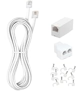 Menewstart Long Telephone Extension Cord 15 FT, White, Phone Cable Line Wire with Standard RJ11 P...