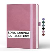 Lined Journal Notebook, A5, 192 Pages 100 GSM Thick Paper, Hardcover Leather College Ruled Journa...