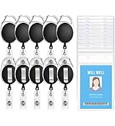 10 Pack ID Badge Holder with Clip –Retractable Heavy Duty Clear Id Card Holder – Vertical Lanyard...