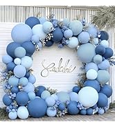 Dusty Blue Balloons Arch Kit, Double Stuffed Dark Blue Balloons Denim Light Pastel Blue Balloon G...