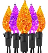 ODEETRONIC Orange Purple Halloween Lights, 19.68ft 60 LED Connectable Plugin Orange Lights, 120V ...