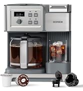 SECPOEDR 2-Way 12-Cup Programmable Brewer Coffee Maker (Silver) | Compatible with K-Cup Pods & Gr...