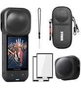 SYMIK Small Carrying Case for Insta360 X5 X4, Bundle with Protective Silicone Lens Cap, Screen Pr...