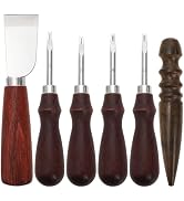 ZEAYEA 6 Piece Leather Knife Set, Including 4 Edge Beveler, 1 Skiving Knife and 1 Sandalwood Burn...