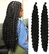 Black Deep Wave Crochet Hair for Boho Braids 1B# Synthetic Boho Hair for Braiding