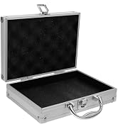 Housoutil Aluminum Briefcase with Lock, Silver Alloy Carry Case with Padded Foam, Lockable Metal ...
