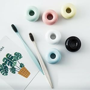 2pcs Mini Personality Simple Ceramics Toothbrush Holder Stand