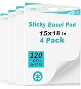 Self-Stick Mini Easel Pad, 4 Pads, 15 in x 18 in, 30 Sheets/Pad, Sticky Flip Chart Paper, Sticky ...