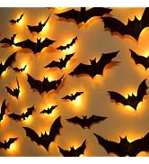 DR.DUDU 36 Pack Light Up Bats Halloween Decorations 3D LED Bats Wall Decor Removable Bat Stickers...