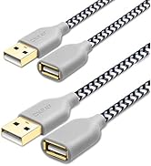 OKRAY White USB Extension Cable, 2-Pack 6FT Nylon Braided USB 2.0 Extension Cable - Type A Male t...