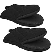 Short Oven Mitts, Heat Resistant 500°F, Silicone Grip Kitchen Gloves, Non-Slip for Baking, Grilli...
