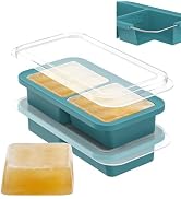 DOQAUS Silicone Freezer Molds, Reinforced Steel Frame 2-Cup Ice Cube Trays with Lid, 2 Pack 2-Cav...