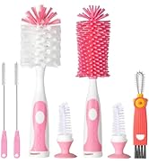 5 in 1 Bottle Cleaner Brush Set with Nylon and Silicone Bottle Brush, Straw Brush, Bottle Brush w...